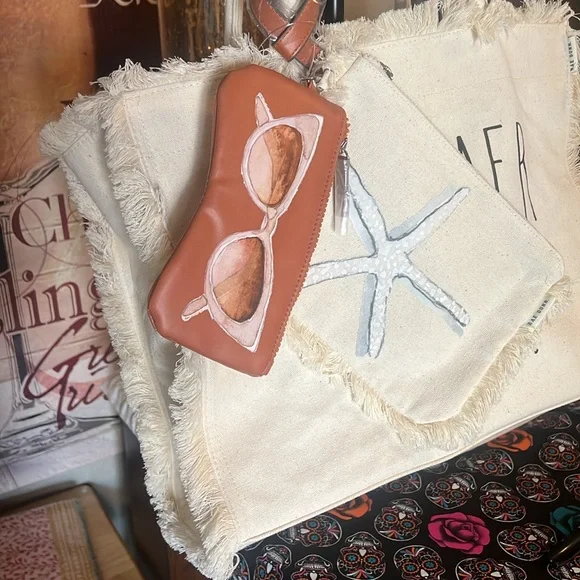 🆕 Rae Dunn SUMMER VIBES Fryed Edge 3 in 1 Tassel Beach Tote Bag - Picture 14 of 17